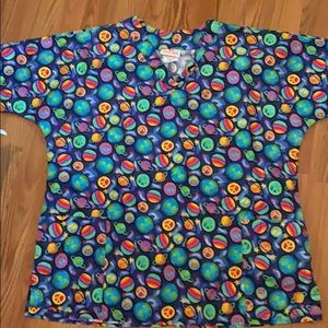 White cross 2X scrub top